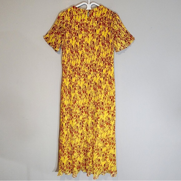 Zara Yellow Floral Pleated Maxi Dress Sz. Small - Picture 6 of 10